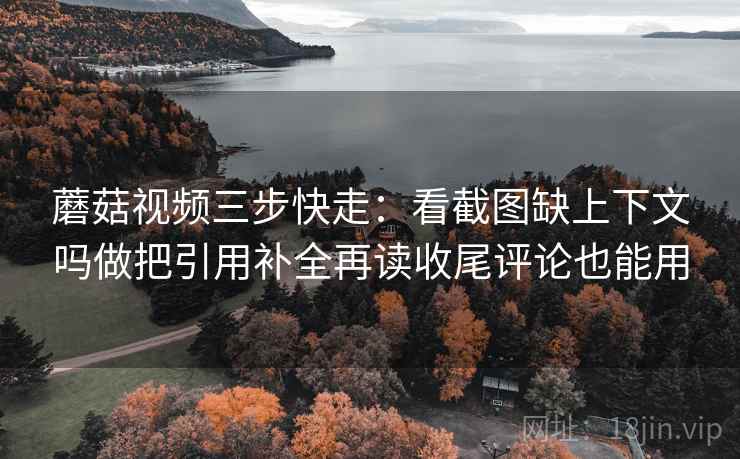 蘑菇视频三步快走：看截图缺上下文吗做把引用补全再读收尾评论也能用